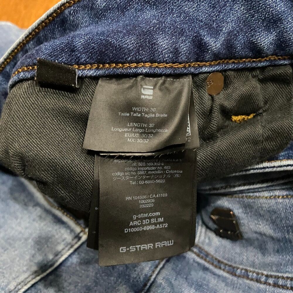G-Star Raw 3D Slim Arc Cut Denim Stretch Blue Jeans Men's Size 30W x 30L - Picture 8 of 11